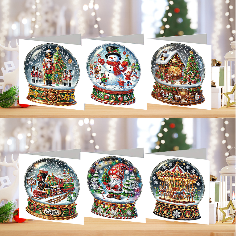 6Pcs DIY Diamond Painting Greeting Card - Xmas Crystal Ball