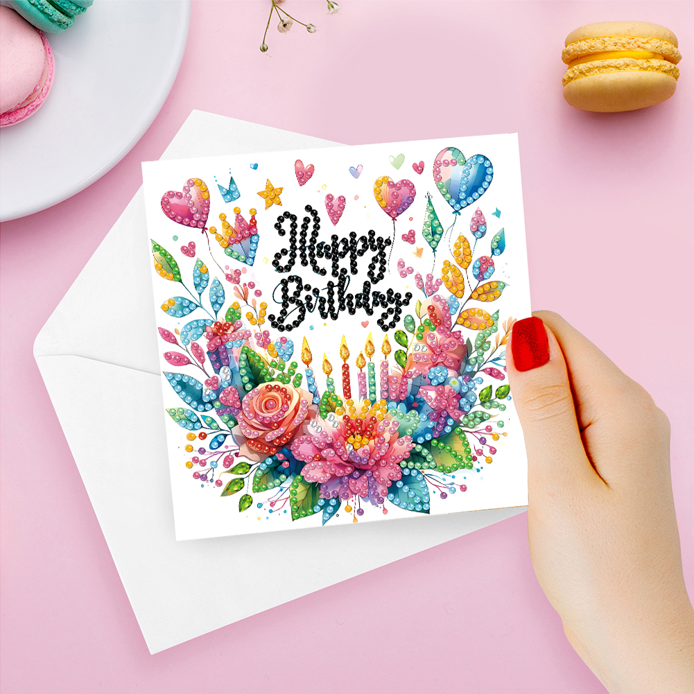 6Pcs DIY Diamond Painting Greeting Card - Birthday