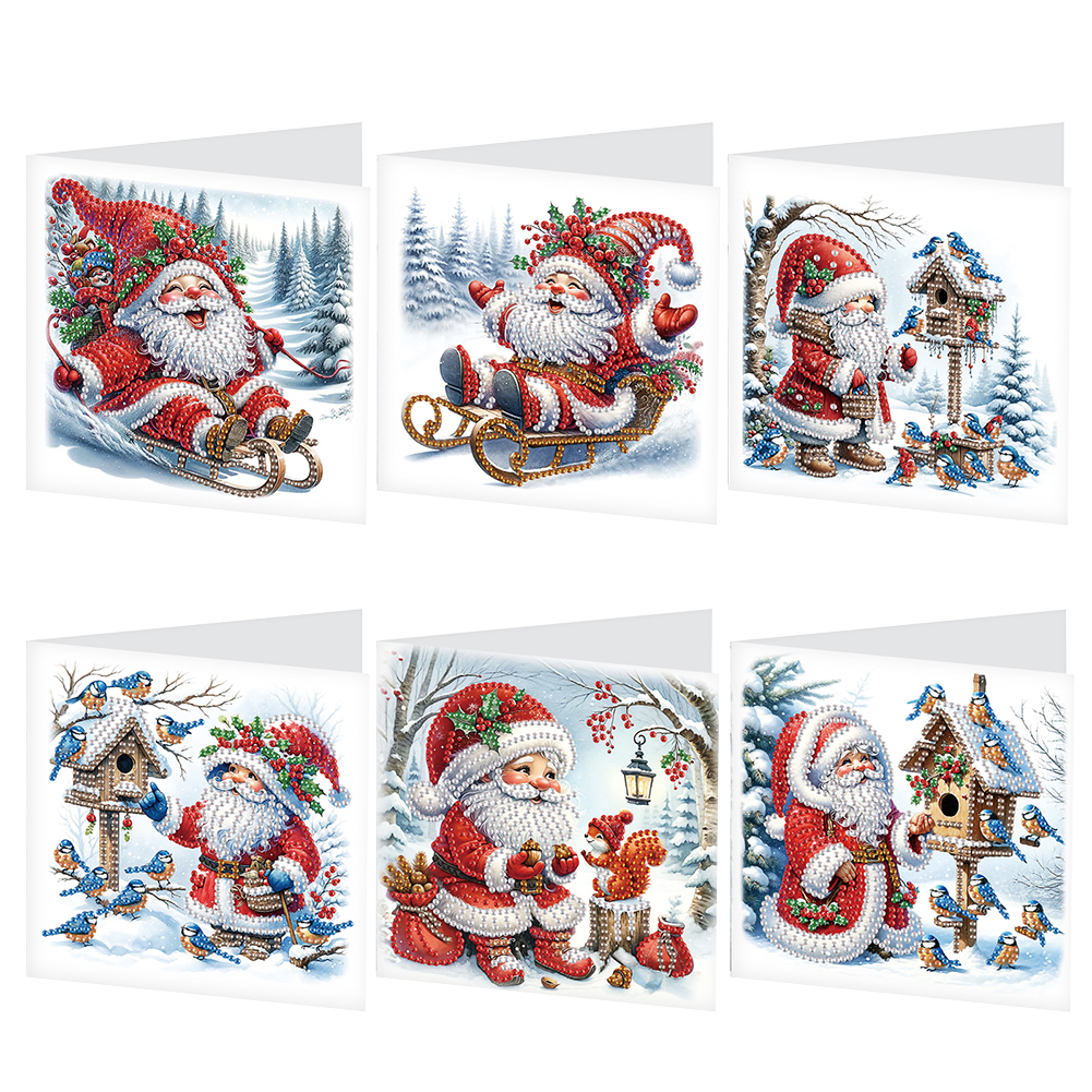 6Pcs DIY Diamond Painting Greeting Card - Santa Claus