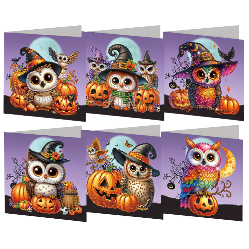 6Pcs DIY Diamond Painting Greeting Card - Halloween Cat