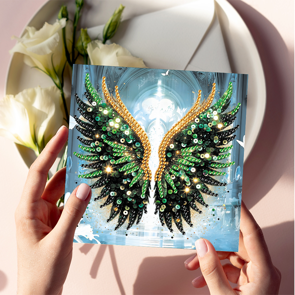 6Pcs DIY Diamond Painting Greeting Card - Angel Wings