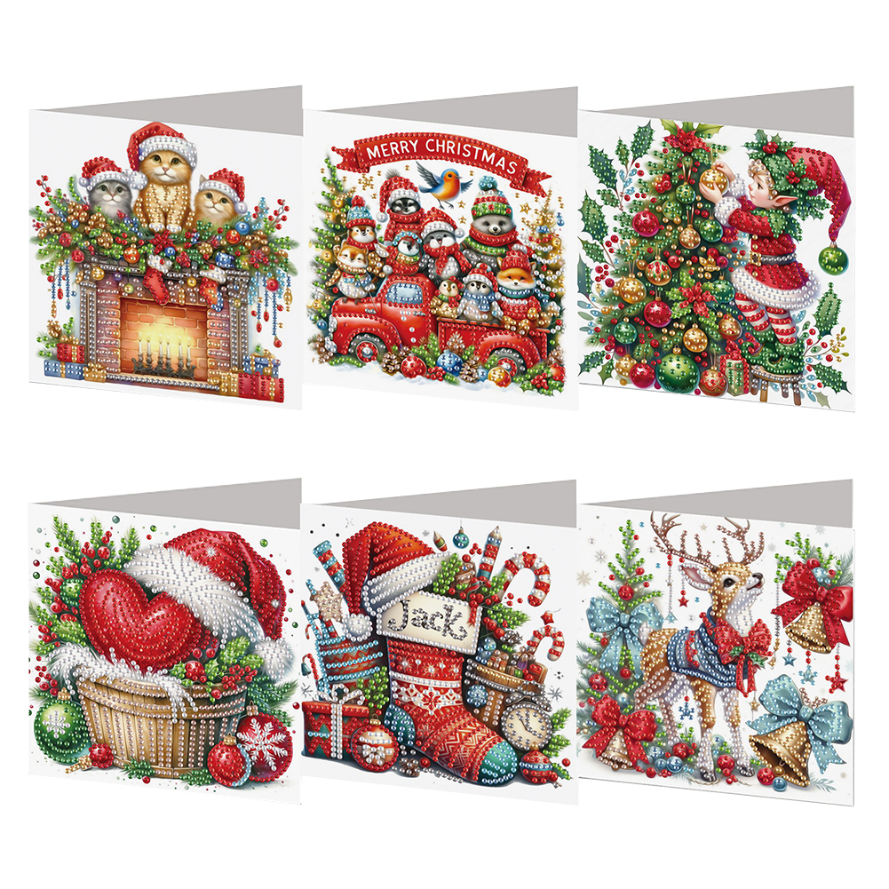 6Pcs DIY Diamond Painting Greeting Card - Christmas