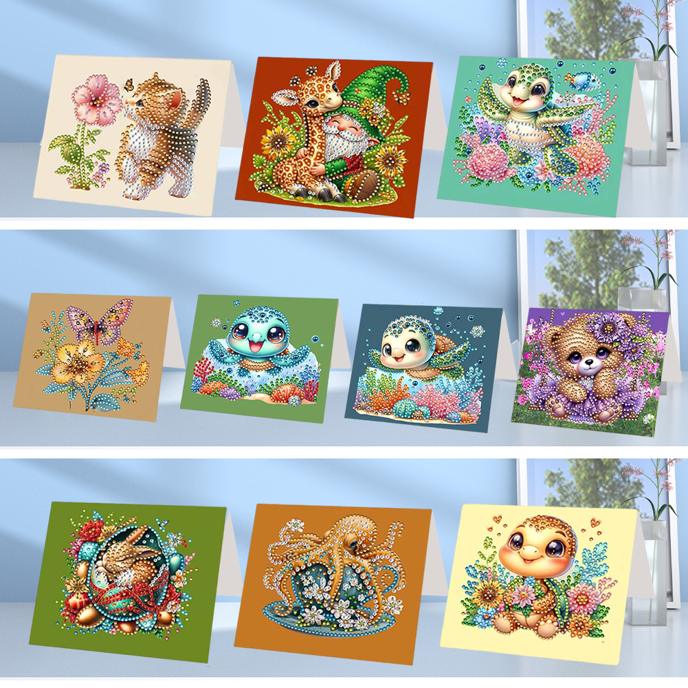 10Pcs DIY Diamond Painting Greeting Card - Animals