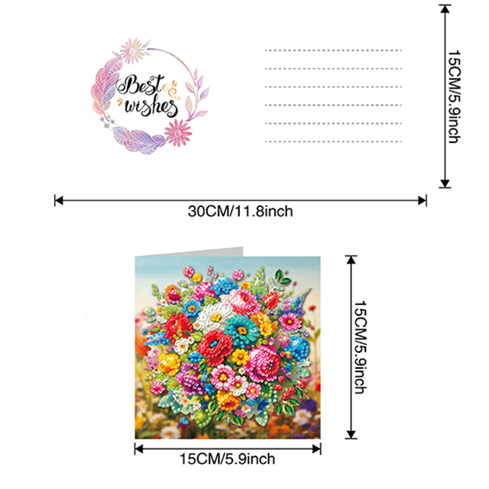 6Pcs DIY Diamond Painting Greeting Card - Flower