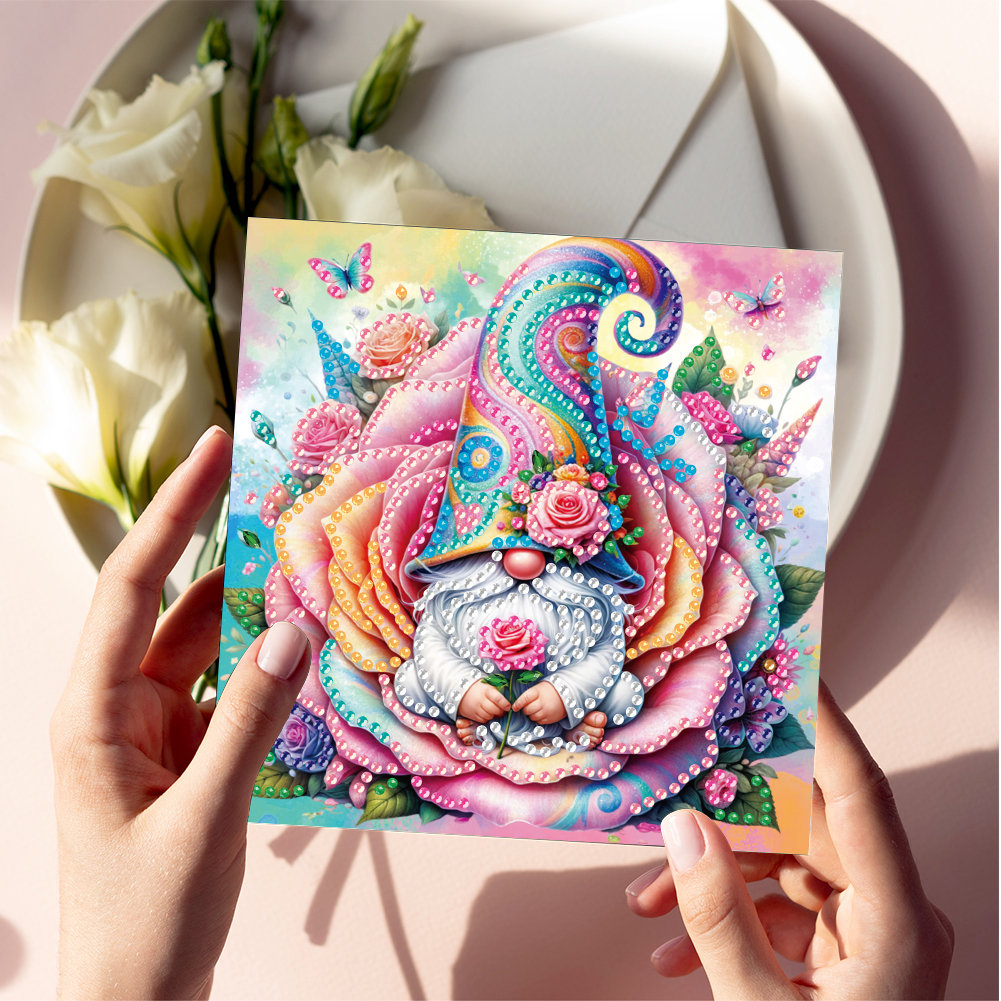 6Pcs DIY Diamond Painting Greeting Card - Gnome