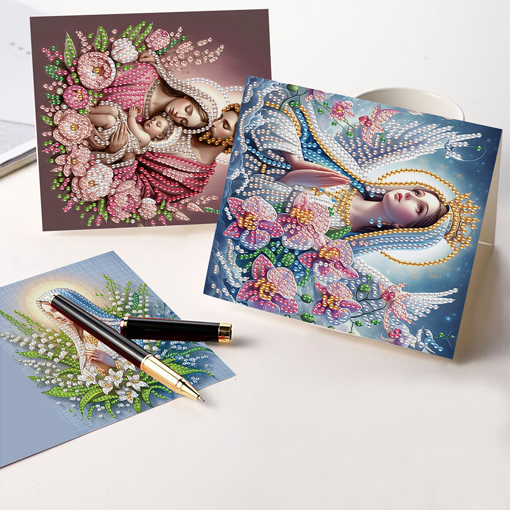 6Pcs DIY Diamond Painting Greeting Card - Holy Mother & Jesus