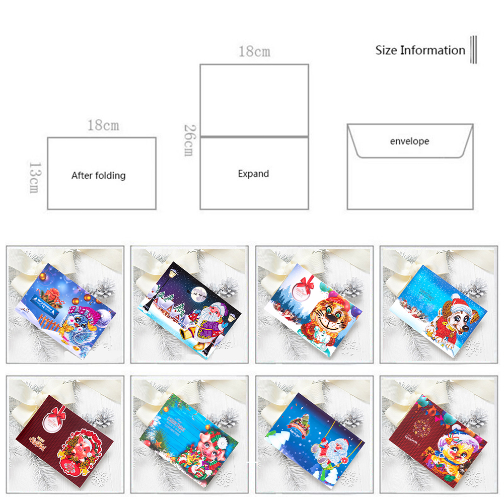(Limited Stock)8pcs DIY Diamond Painting Greeting Card - Christmas