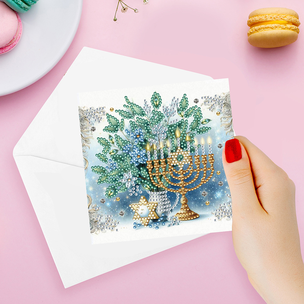 6Pcs DIY Diamond Painting Greeting Card - Hanukkah