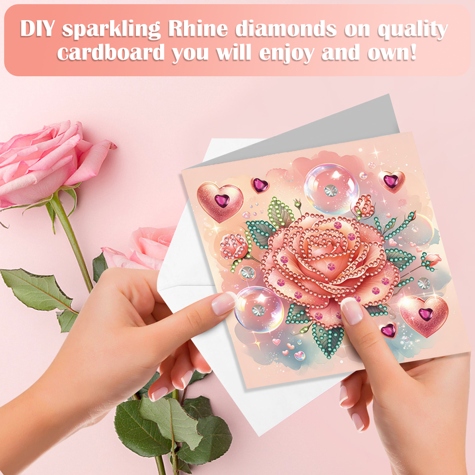 6pcs DIY Diamond Painting Greeting Card - Love Rose