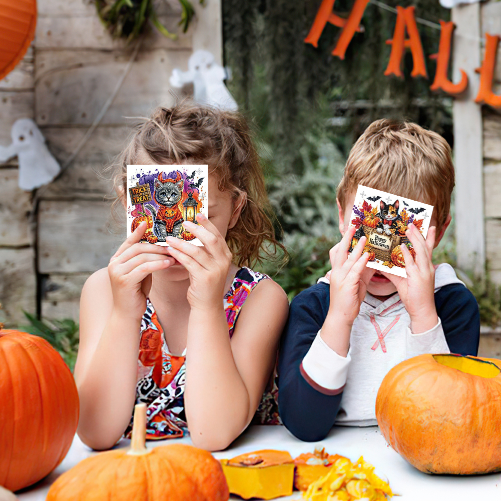 6Pcs DIY Diamond Painting Greeting Card - Halloween Cat