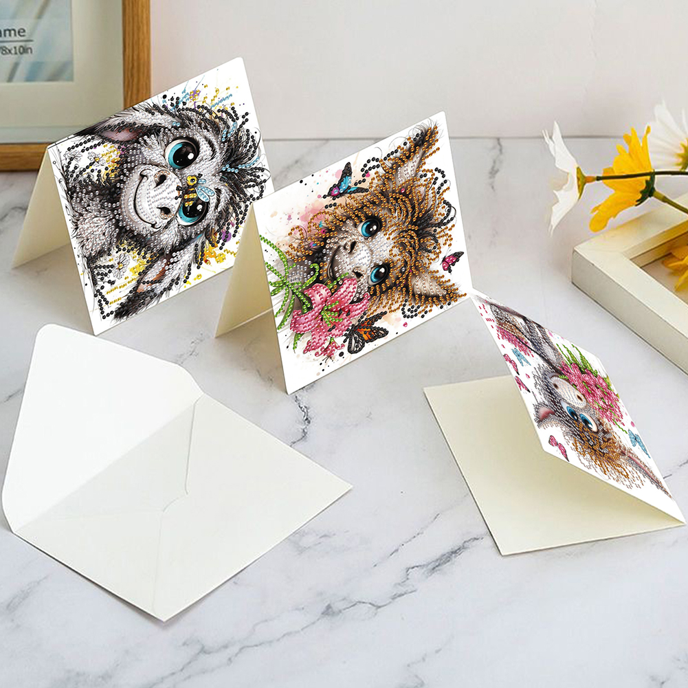 6Pcs DIY Diamond Painting Birthday Greeting Card - Funny Donkey