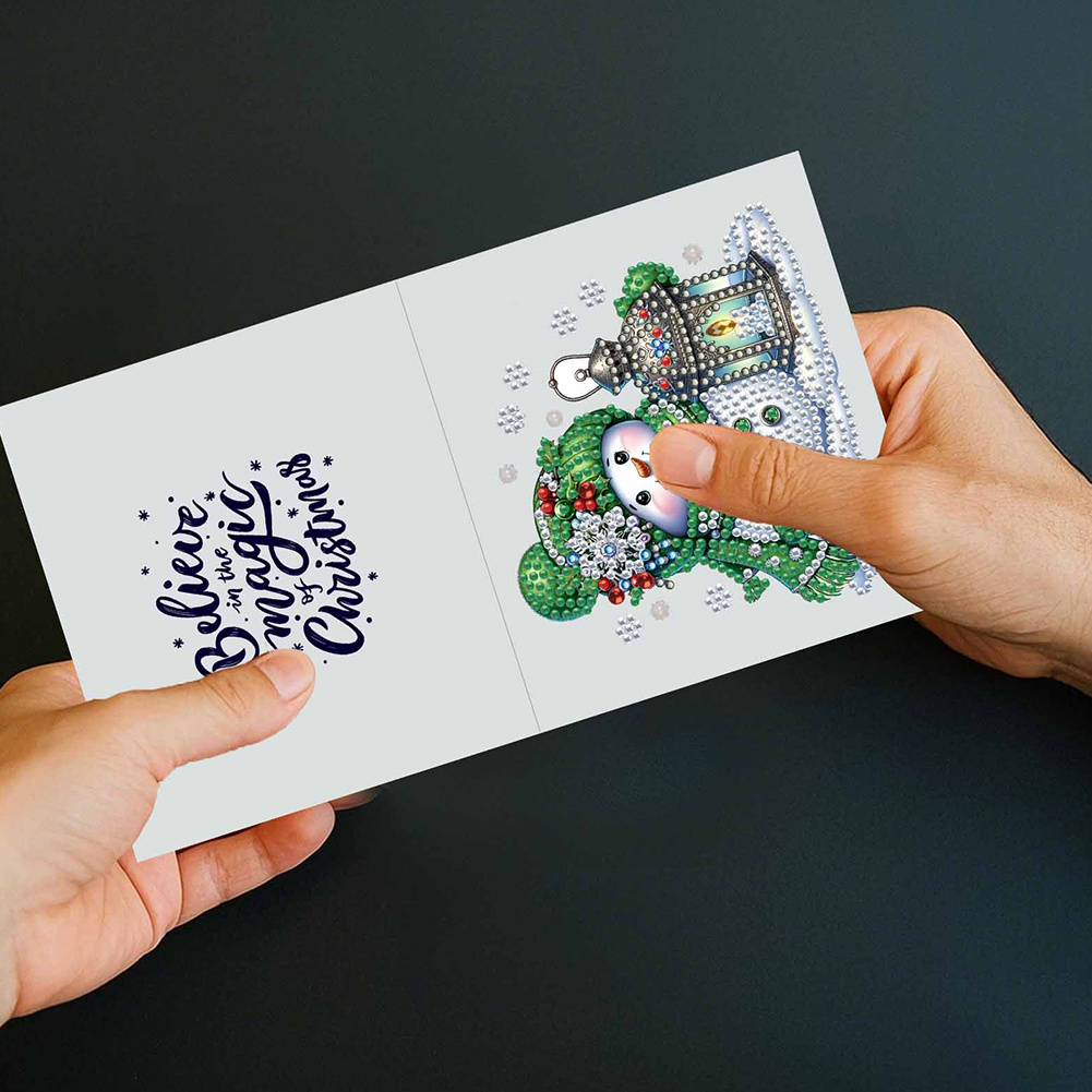 10Pcs DIY Diamond Painting Greeting Card - Winter Snowman