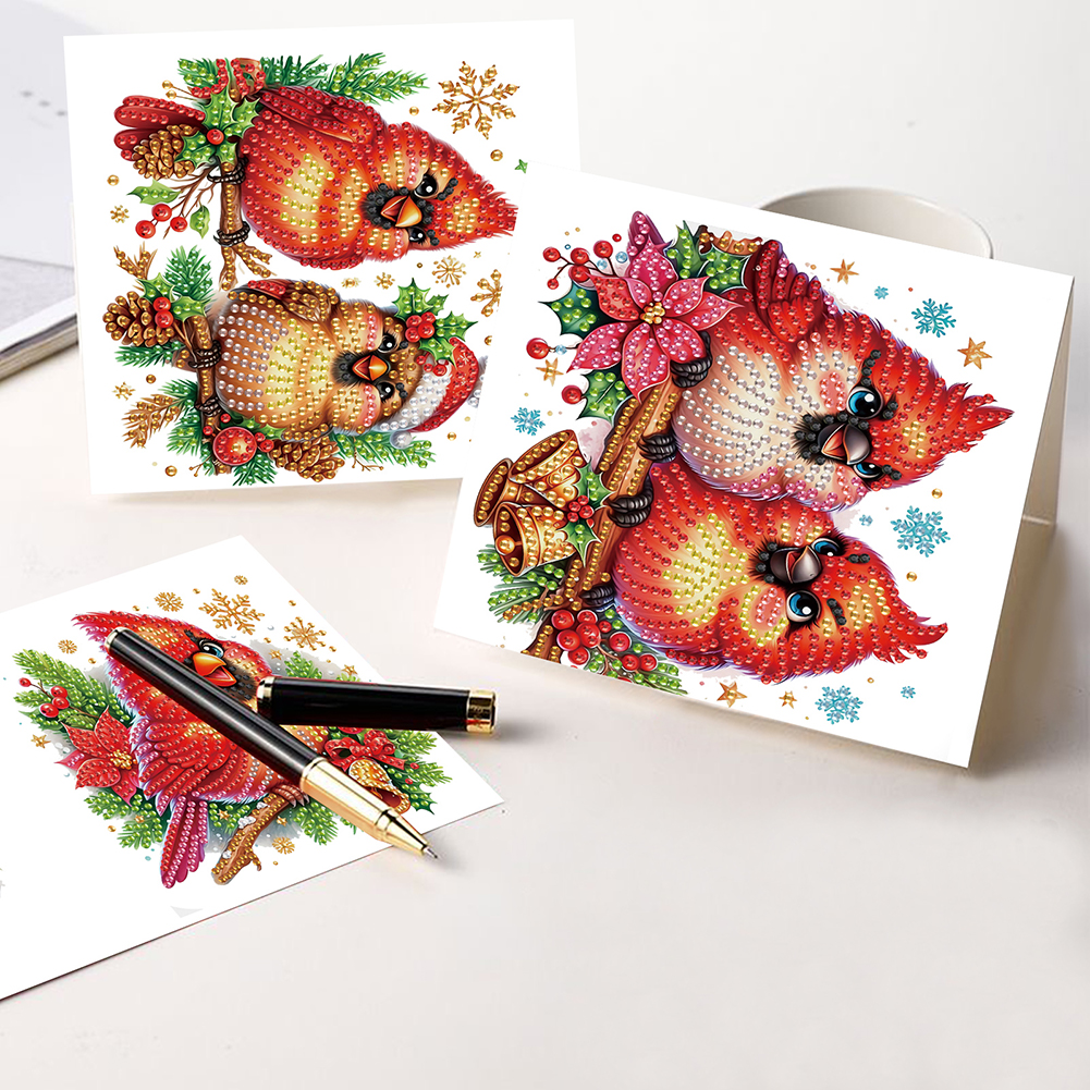 6Pcs DIY Diamond Painting Greeting Card - Cardinal