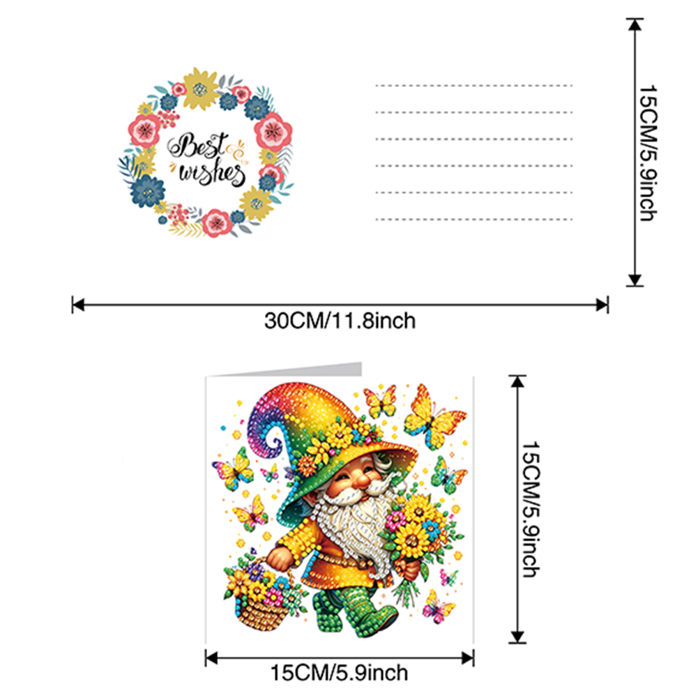 6Pcs DIY Diamond Painting Greeting Card - Gnome