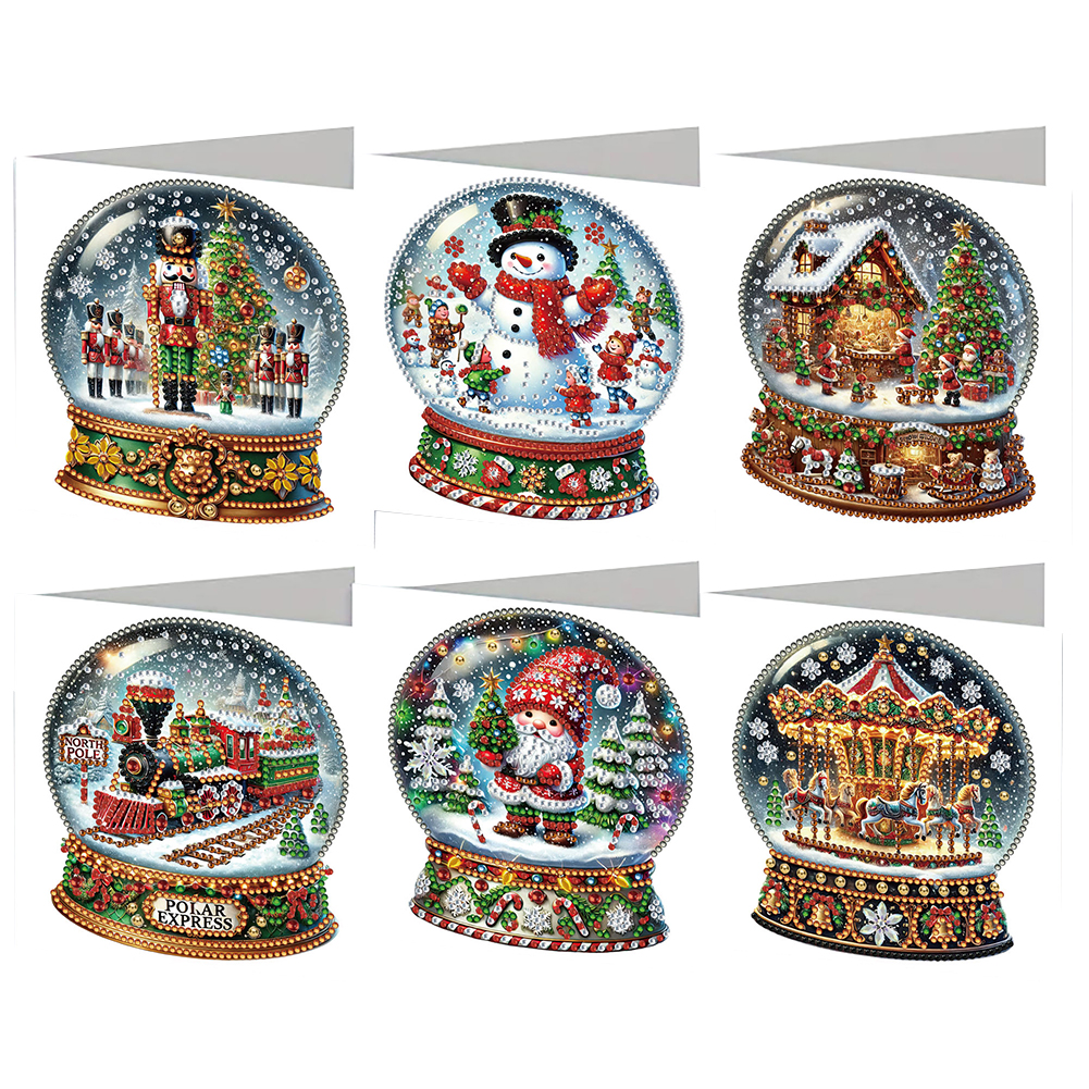 6Pcs DIY Diamond Painting Greeting Card - Xmas Crystal Ball