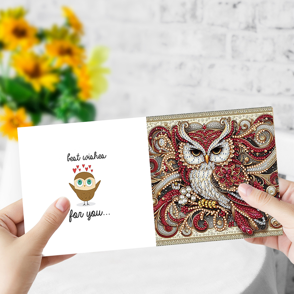 12Pcs DIY Diamond Painting Greeting Card - Personality Owl