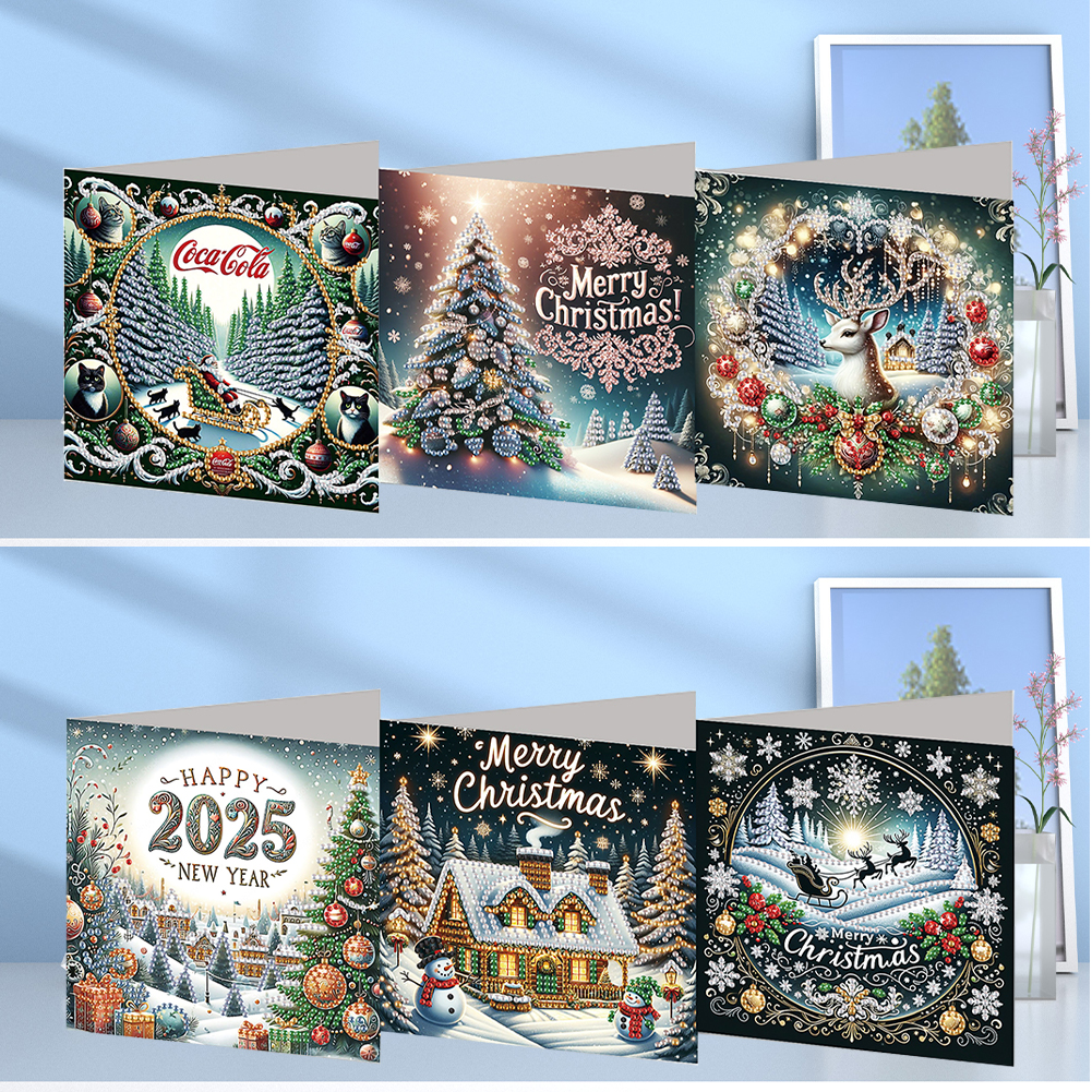 6Pcs DIY Diamond Painting Greeting Card - Christmas