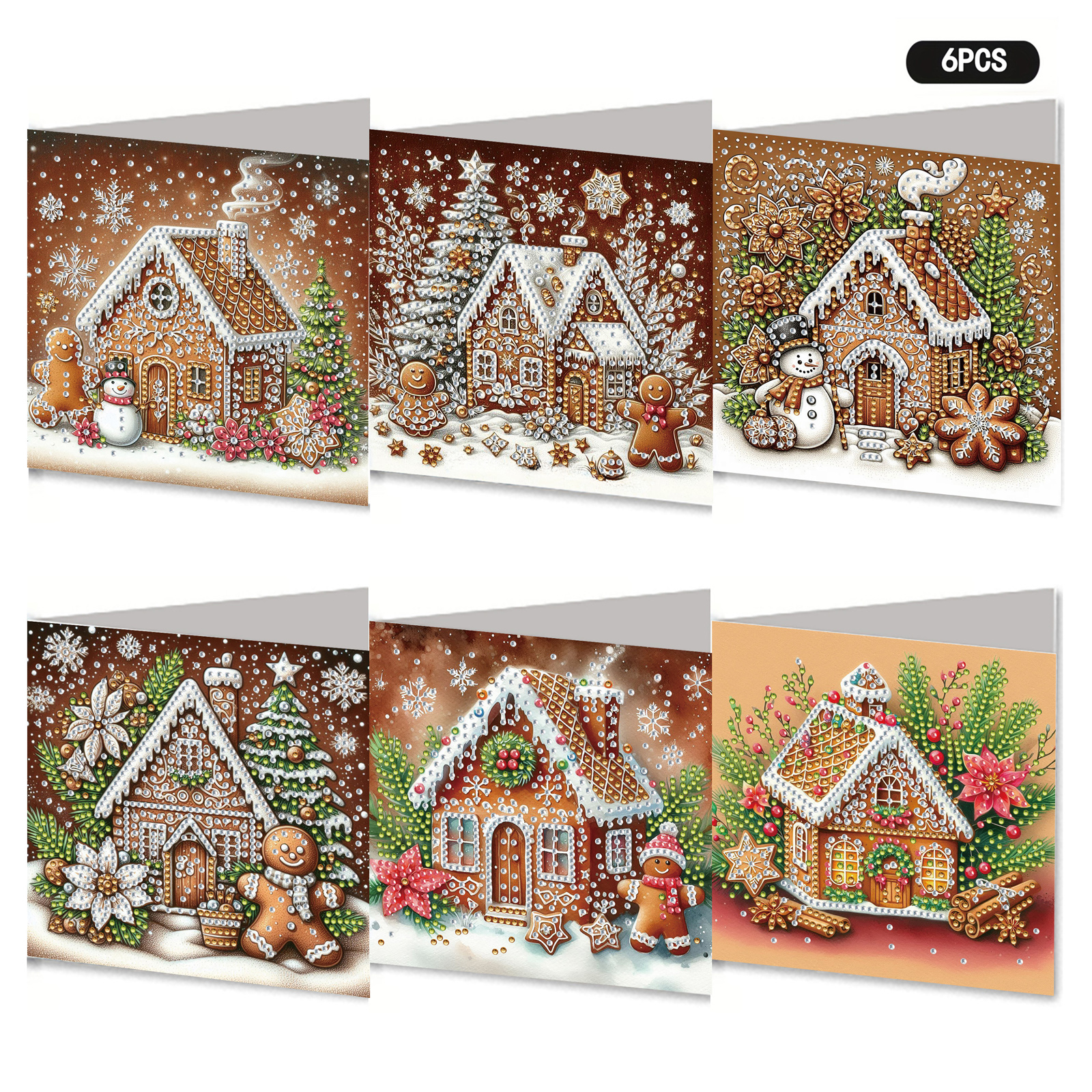 6Pcs DIY Diamond Painting Greeting Card - Gingerbread Man