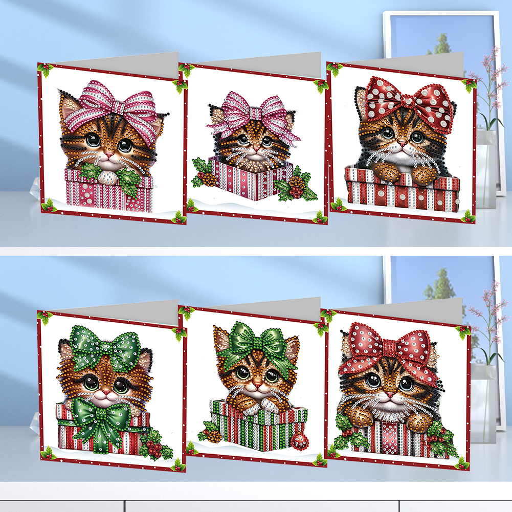 6Pcs DIY Diamond Painting Greeting Card - Gift Cat