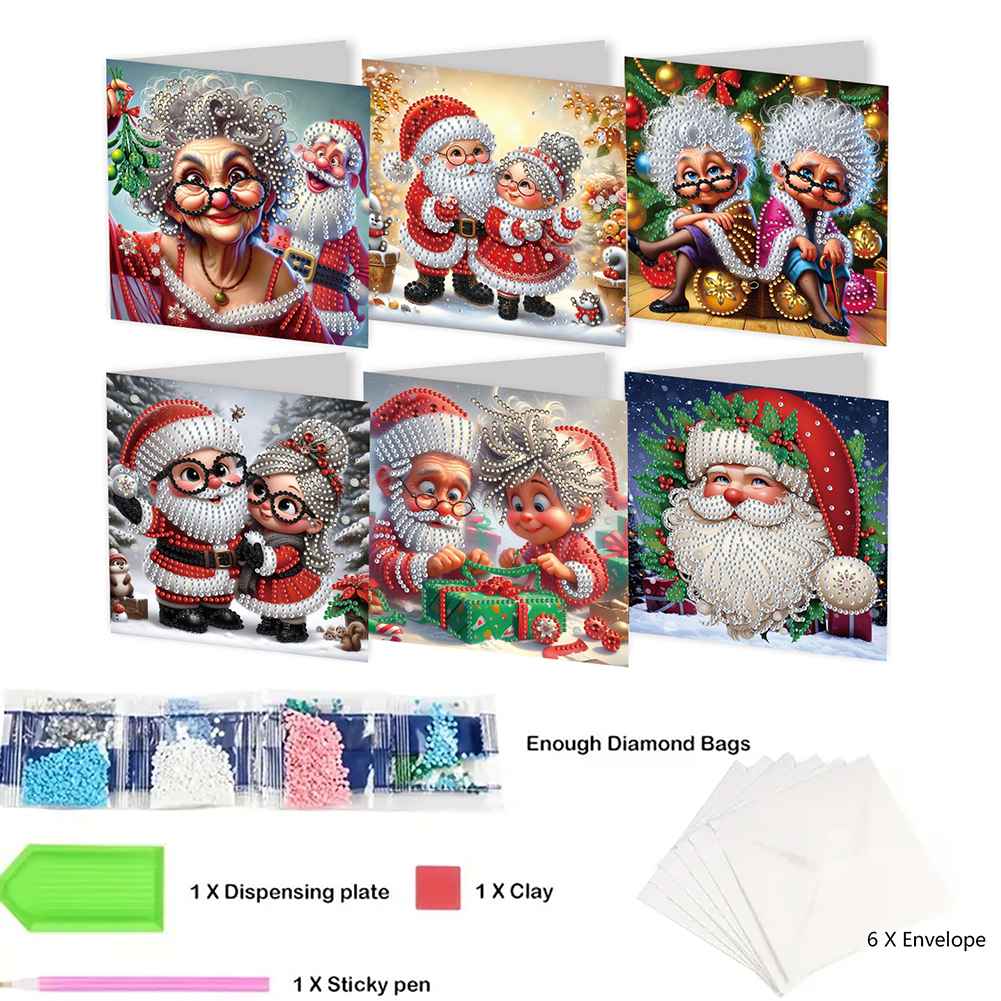 6Pcs DIY Diamond Painting Greeting Card - Christmas