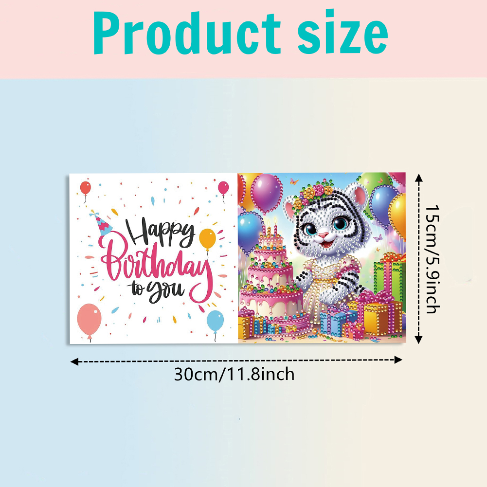 6Pcs DIY Diamond Painting Greeting Card - Animal Birthday