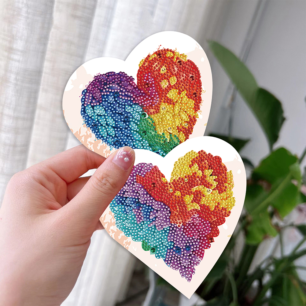 (Limited Stock)6pcs DIY Diamond Painting Greeting Card - Colorful Heart