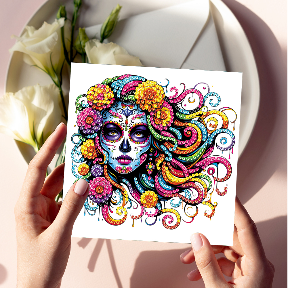 6Pcs DIY Diamond Painting Greeting Card - Skull Family