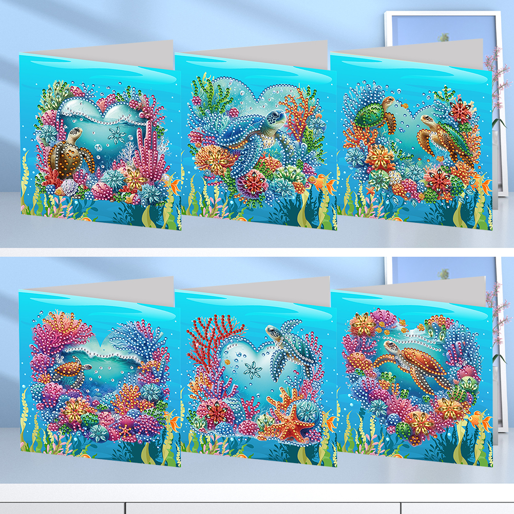6Pcs DIY Diamond Painting Greeting Card - Turtle