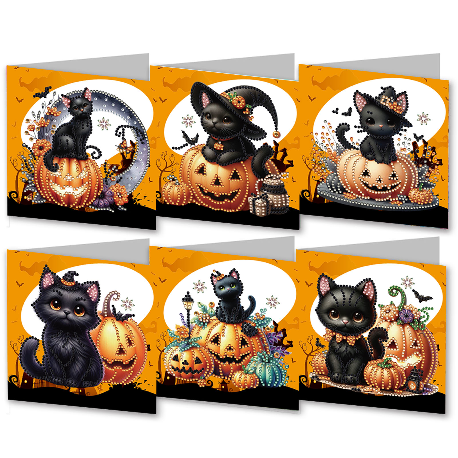 (Limited Stock)6pcs DIY Diamond Painting Greeting Card - Halloween