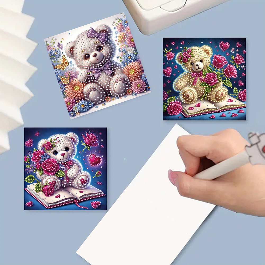 6Pcs DIY Diamond Painting Greeting Card - Bear