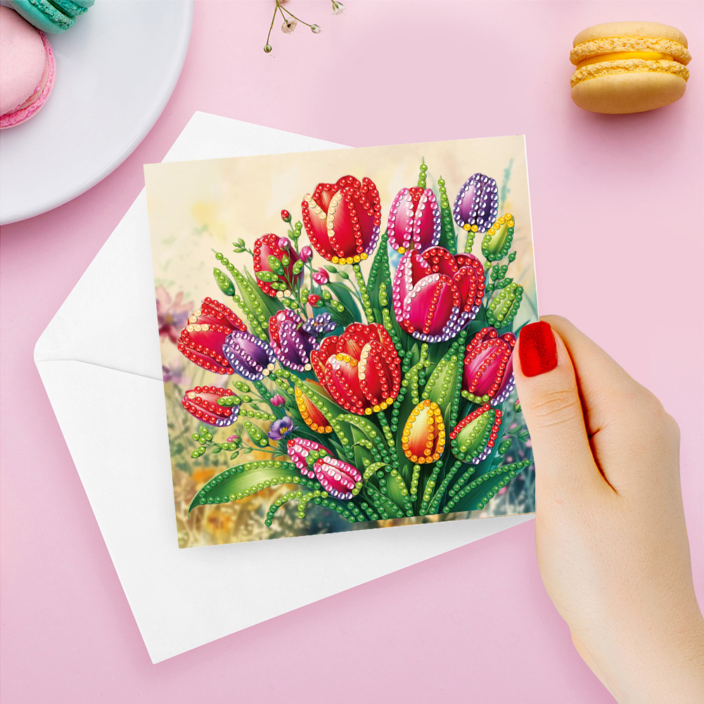 6Pcs DIY Diamond Painting Greeting Card - Flower