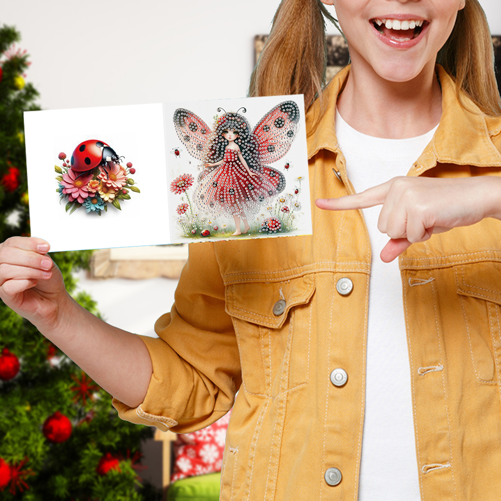 6Pcs DIY Diamond Painting Birthday Greeting Card - Elf Girl