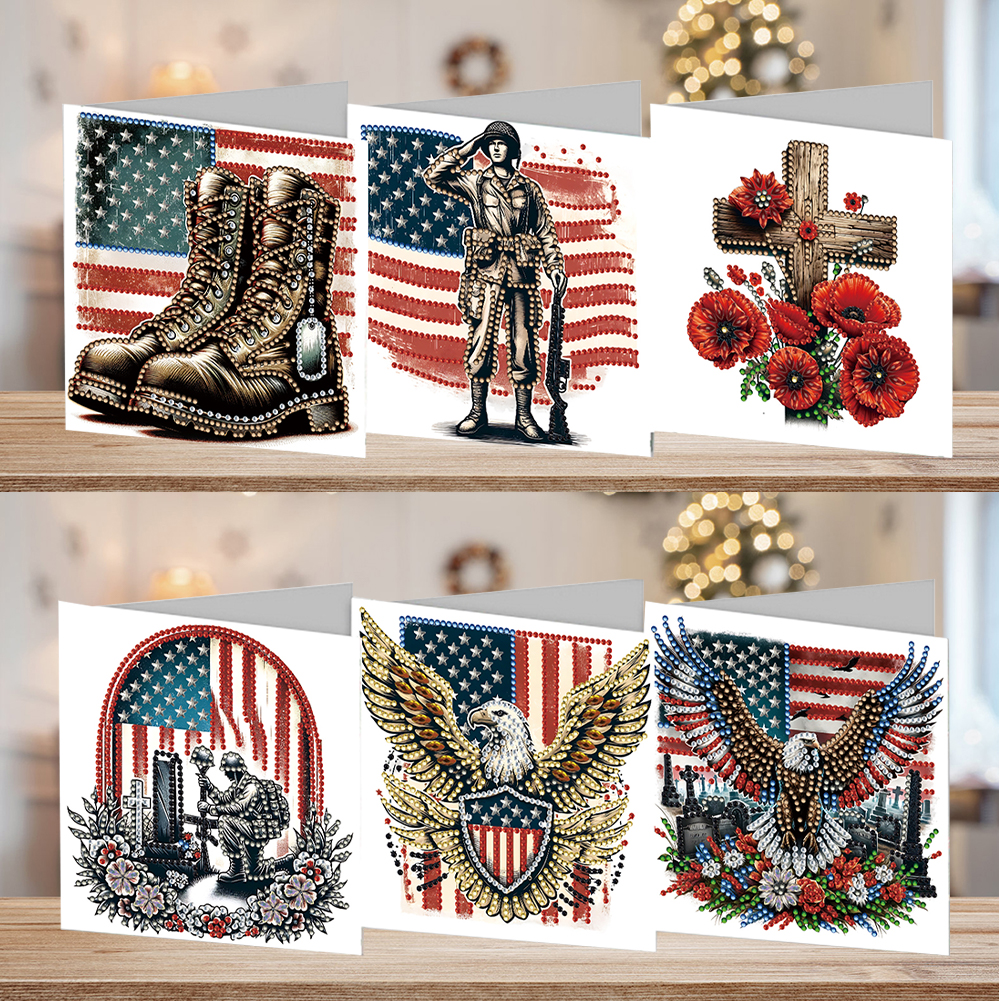 6Pcs DIY Diamond Painting Greeting Card - Independence Day