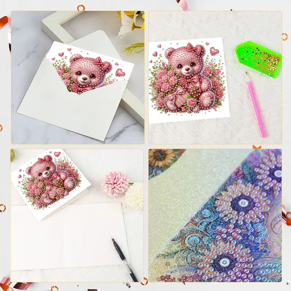 6Pcs DIY Diamond Painting Greeting Card - Bear