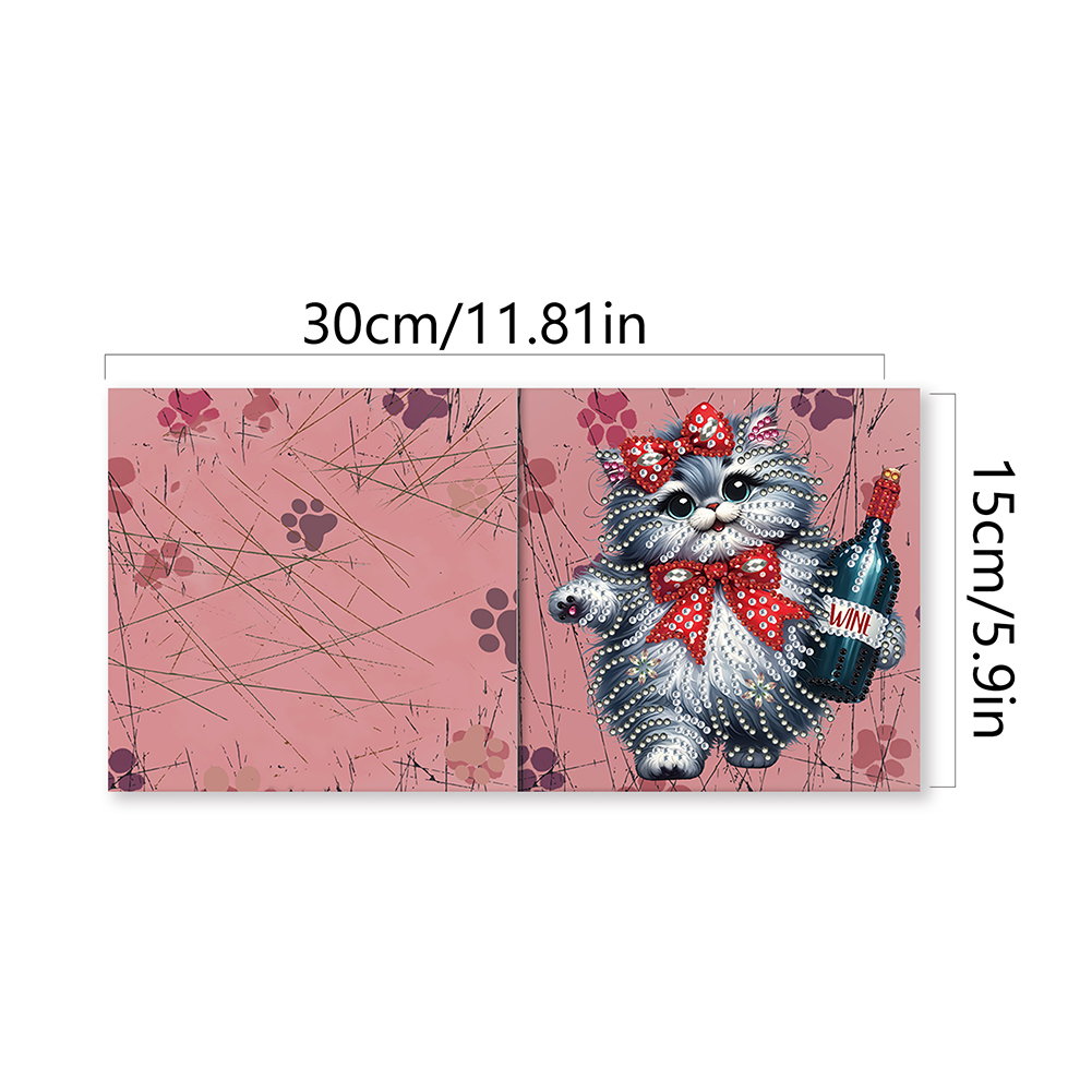 6Pcs DIY Diamond Painting Greeting Card - Cat