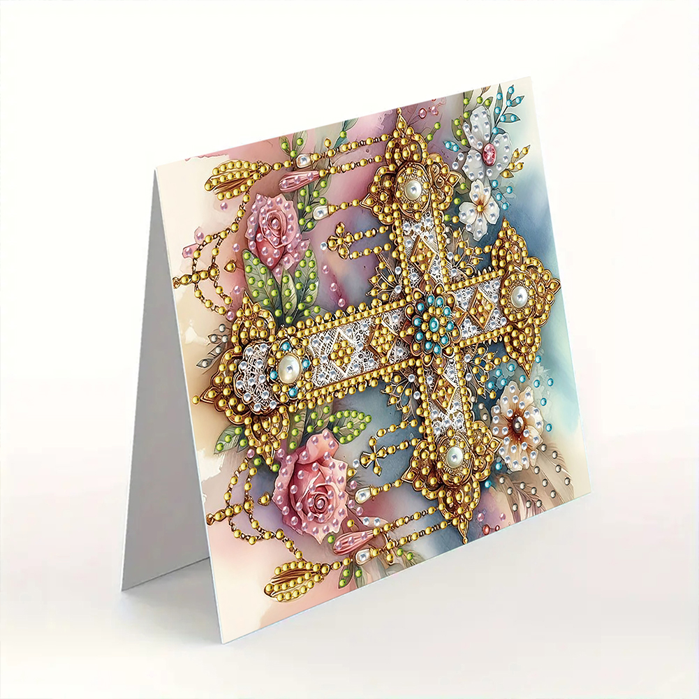 6Pcs DIY Diamond Painting Greeting Card - Cross