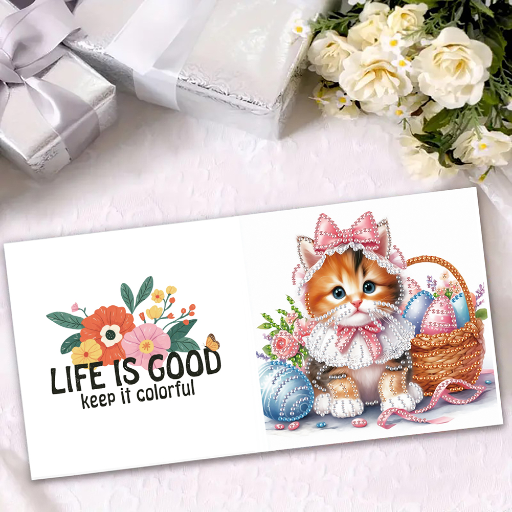 6Pcs DIY Diamond Painting Greeting Card - Easter Cats