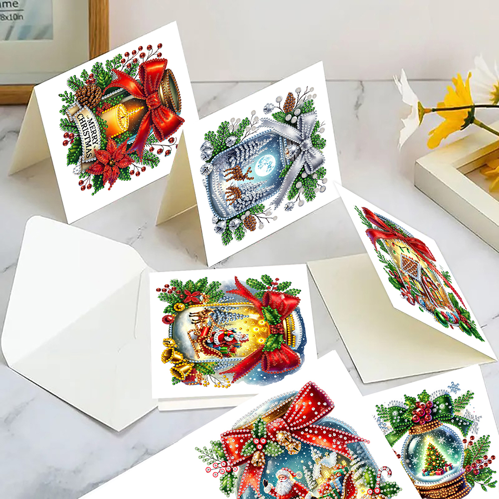 6Pcs DIY Diamond Painting Greeting Card - Merry Christmas