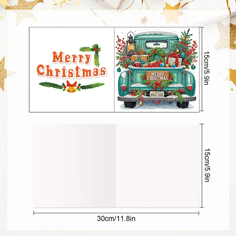 6Pcs DIY Diamond Painting Greeting Card - Xmas Car