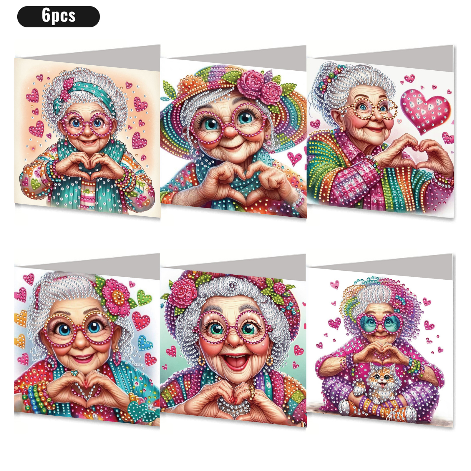 6Pcs DIY Diamond Painting Greeting Card - Love You