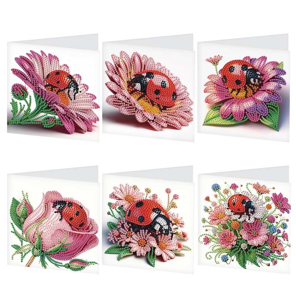 6Pcs DIY Diamond Painting Greeting Card - Ladybug