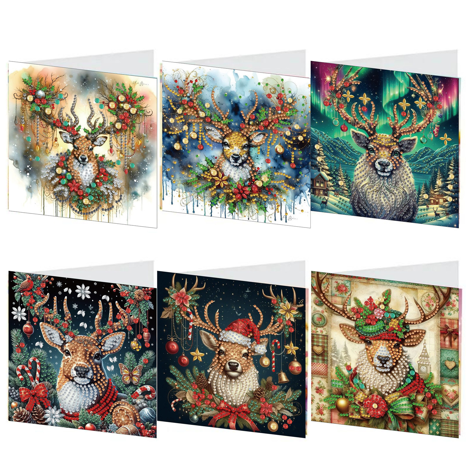 6Pcs DIY Diamond Painting Greeting Card - Christmas Elk
