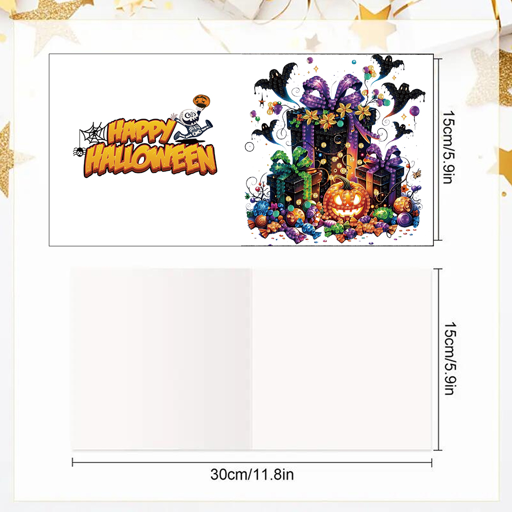 6Pcs DIY Diamond Painting Greeting Card - Halloween Designs