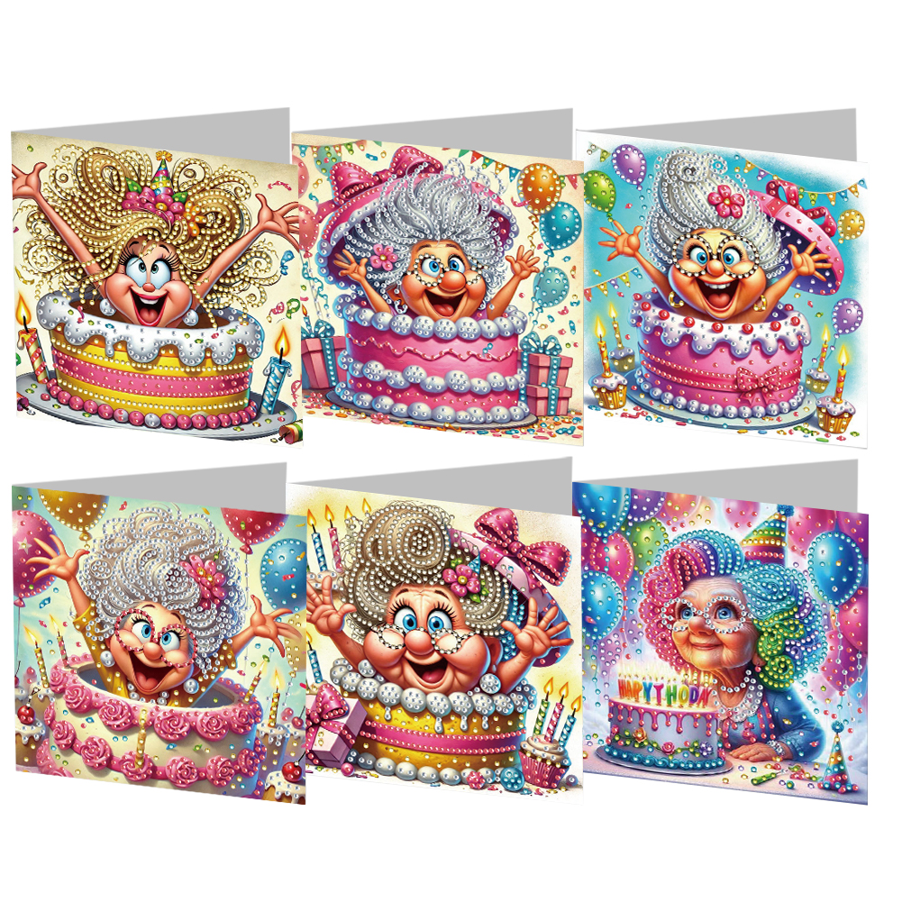 6Pcs DIY Diamond Painting Greeting Card - Birthday Surprise