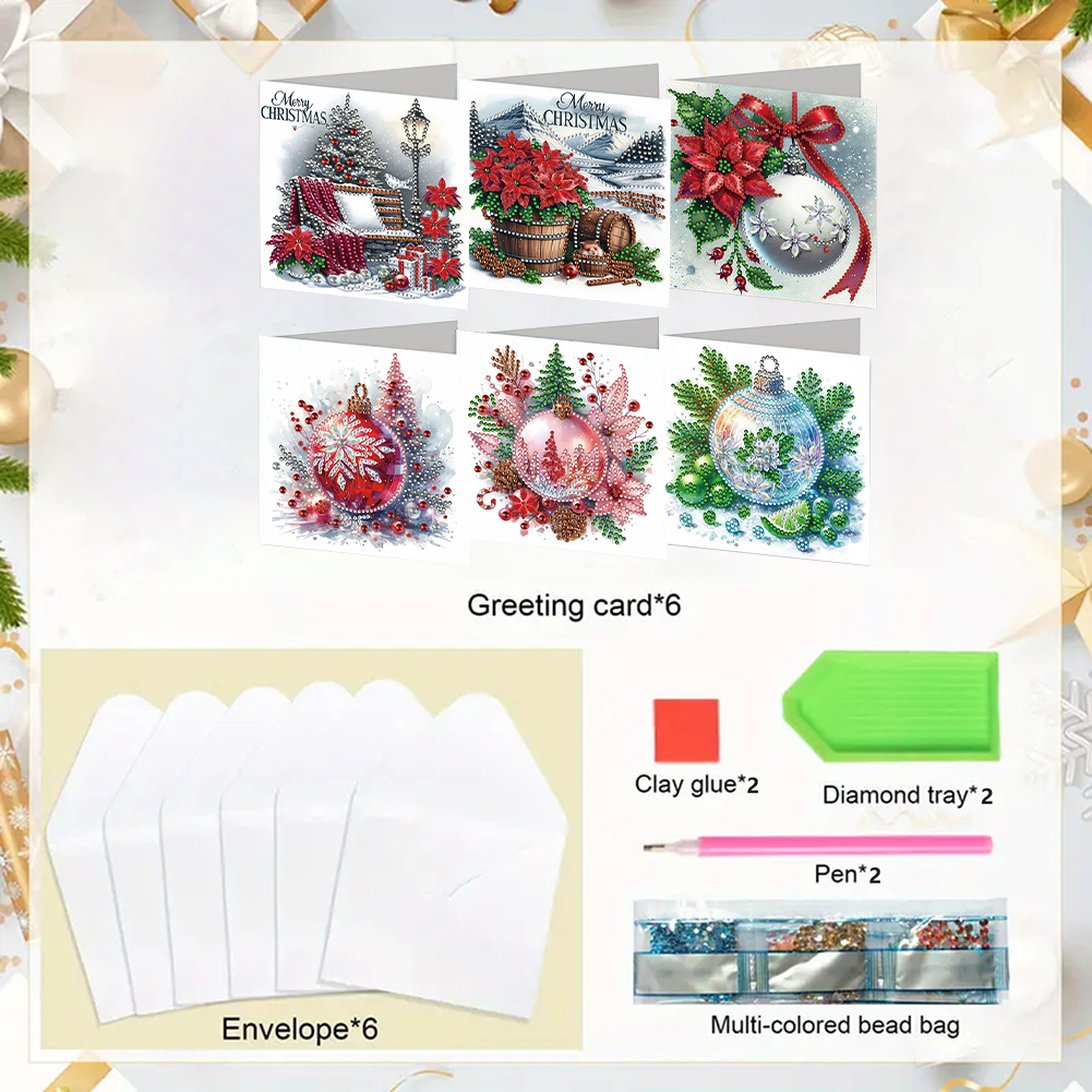 6Pcs DIY Diamond Painting Greeting Card - Christmas