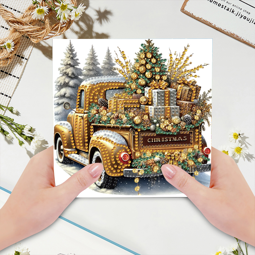 6Pcs DIY Diamond Painting Greeting Card - Xmas Car