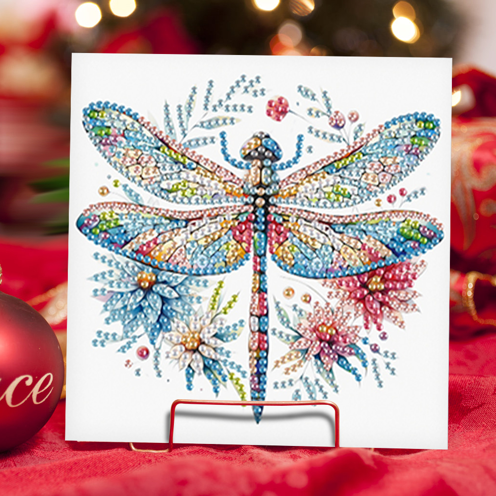 6Pcs DIY Diamond Painting Greeting Card - Dragonfly