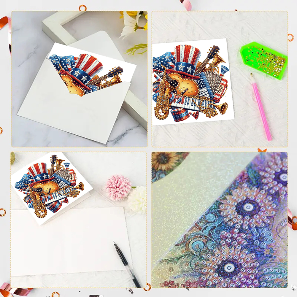 6Pcs DIY Diamond Painting Greeting Card - Independence Day
