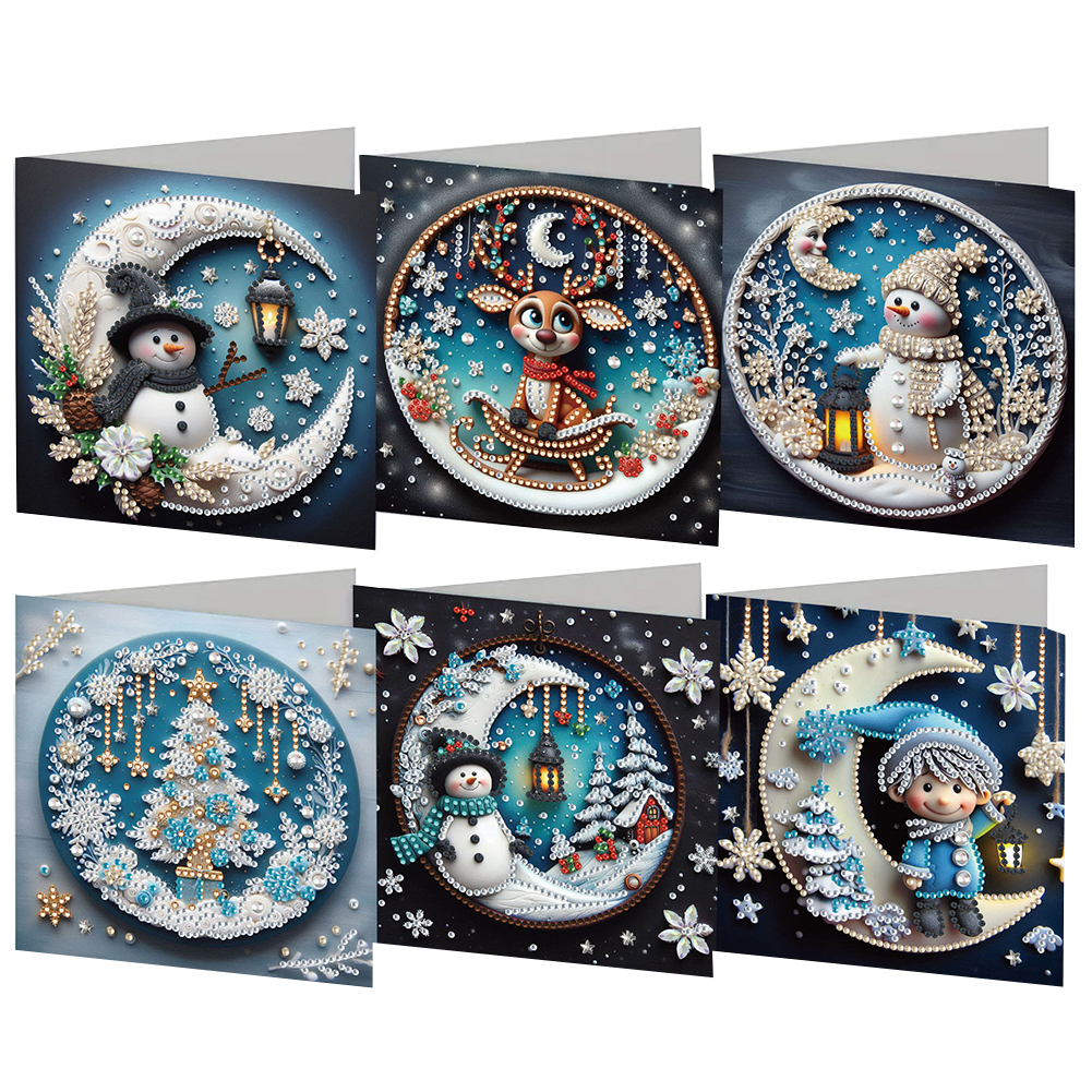6Pcs DIY Diamond Painting Greeting Card - Christmas
