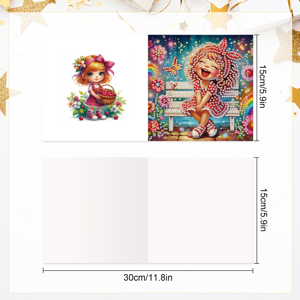 6Pcs DIY Diamond Painting Greeting Card - Girl